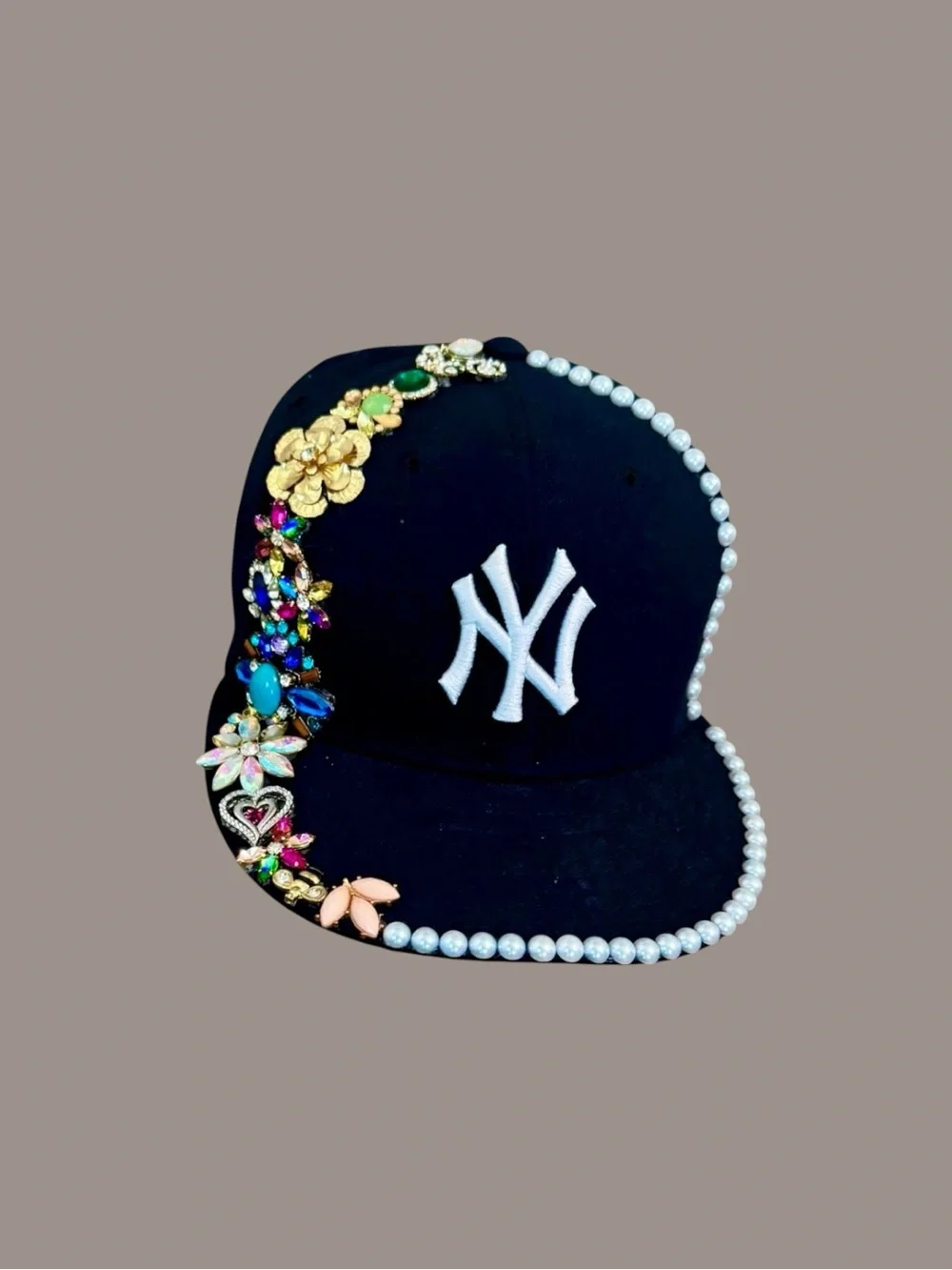 New Era Navy Pearl-Trim NY Embellished Baseball Cap